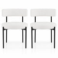 Airfind Boucle Dining Chair with Curved Backrest and Metal Legs Set of 2, Faux Sherpa Metal Sponge Frame, 20.5 x 20.5 x 31 Footprint, White