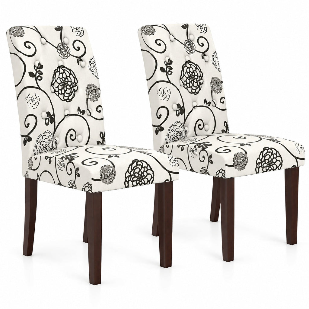 Airfind Button Tufted Fabric Upholstered Wooden Dining Chair Set of 2 with High Curved Back, Chair 330 lbs Capacity, 18in x 24in x 37in Footprint