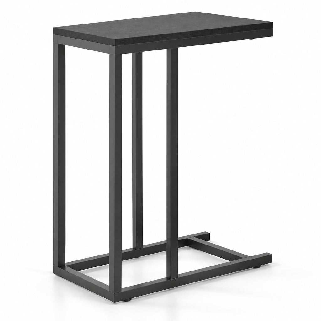AIRFIND C-Shaped Side Table with Metal Frame and Adjustable Feet, Slim Slide-Under Sofa End Table for Drinks and Small Items, 18 x 10 x 25 in