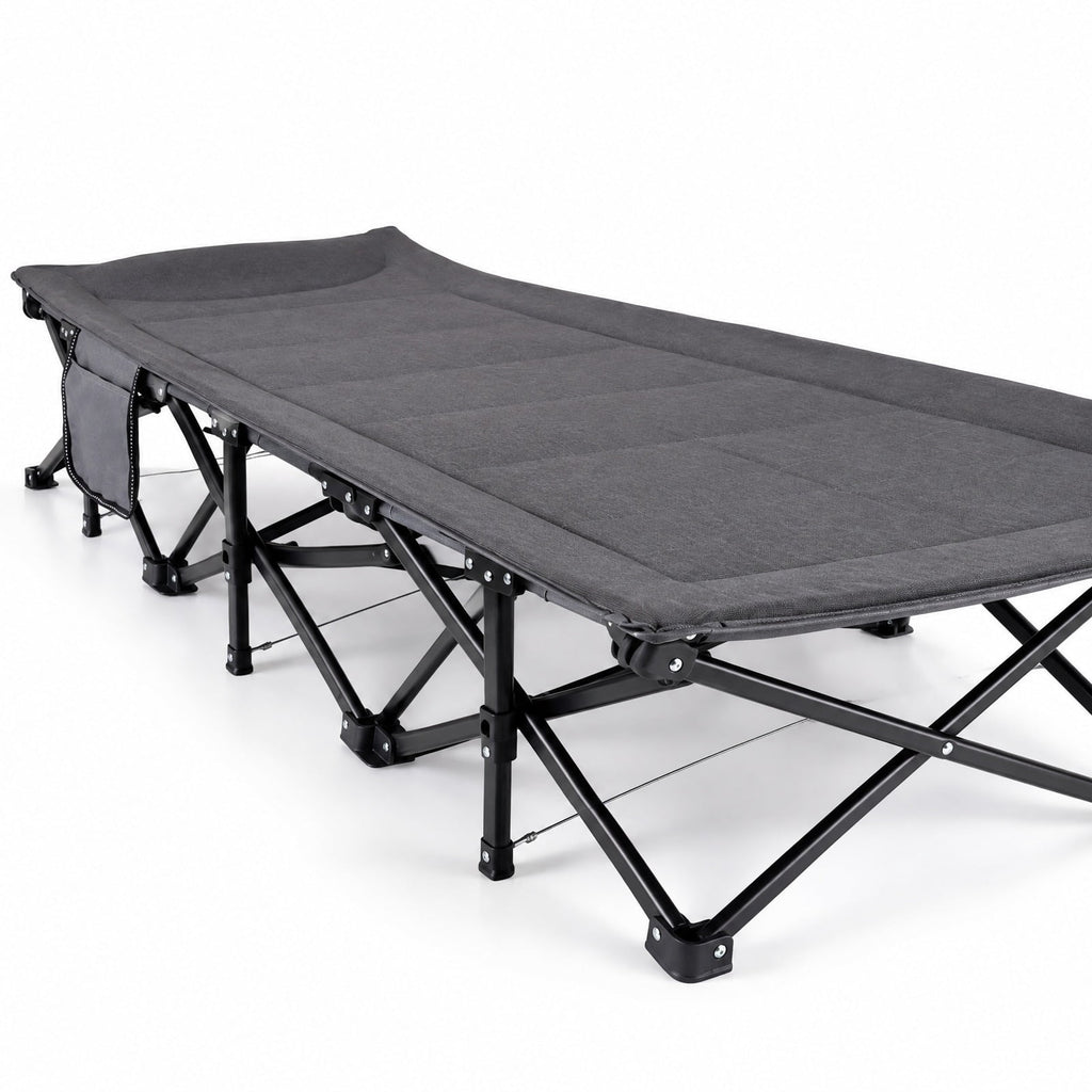 Airfind Camping Cot with Padded Pillow and Storage Pouch for Camping Travel, 600 lbs Capacity, Polyester Fabric Oxford Cloth Cotton Metal Frame