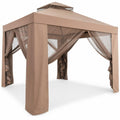 Airfind Canopy and Garden Structures Gazebo with Netting for Outdoors, Steel and polyester fabric Frame, Brown