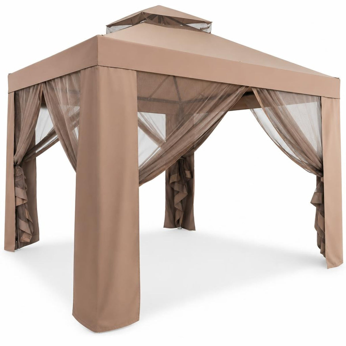 Airfind Canopy and Garden Structures Gazebo with Netting for Outdoors, Steel and polyester fabric Frame, Brown