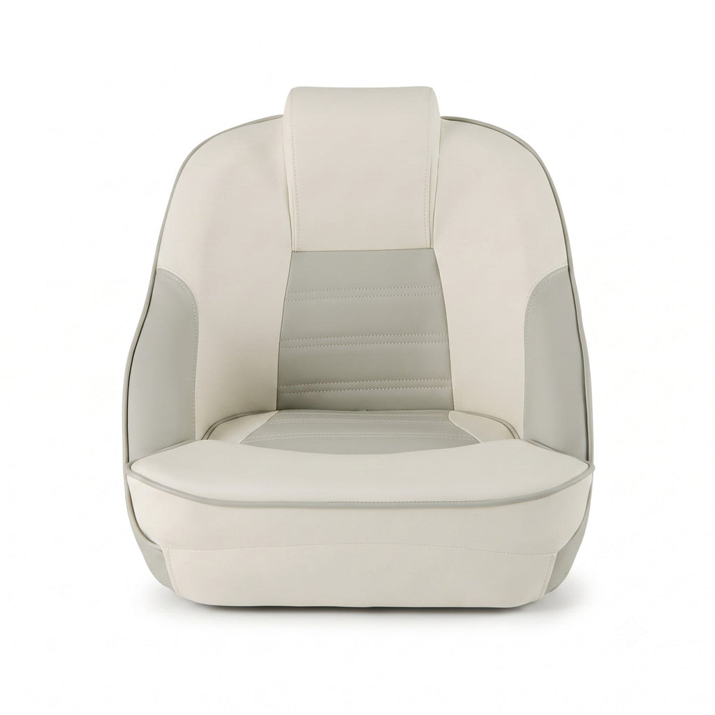 Airfind Captain Bucket Boat Seat with Padded Headrest and Wrap Around Support for Cabin and Sightseeing Boats, White and Gray