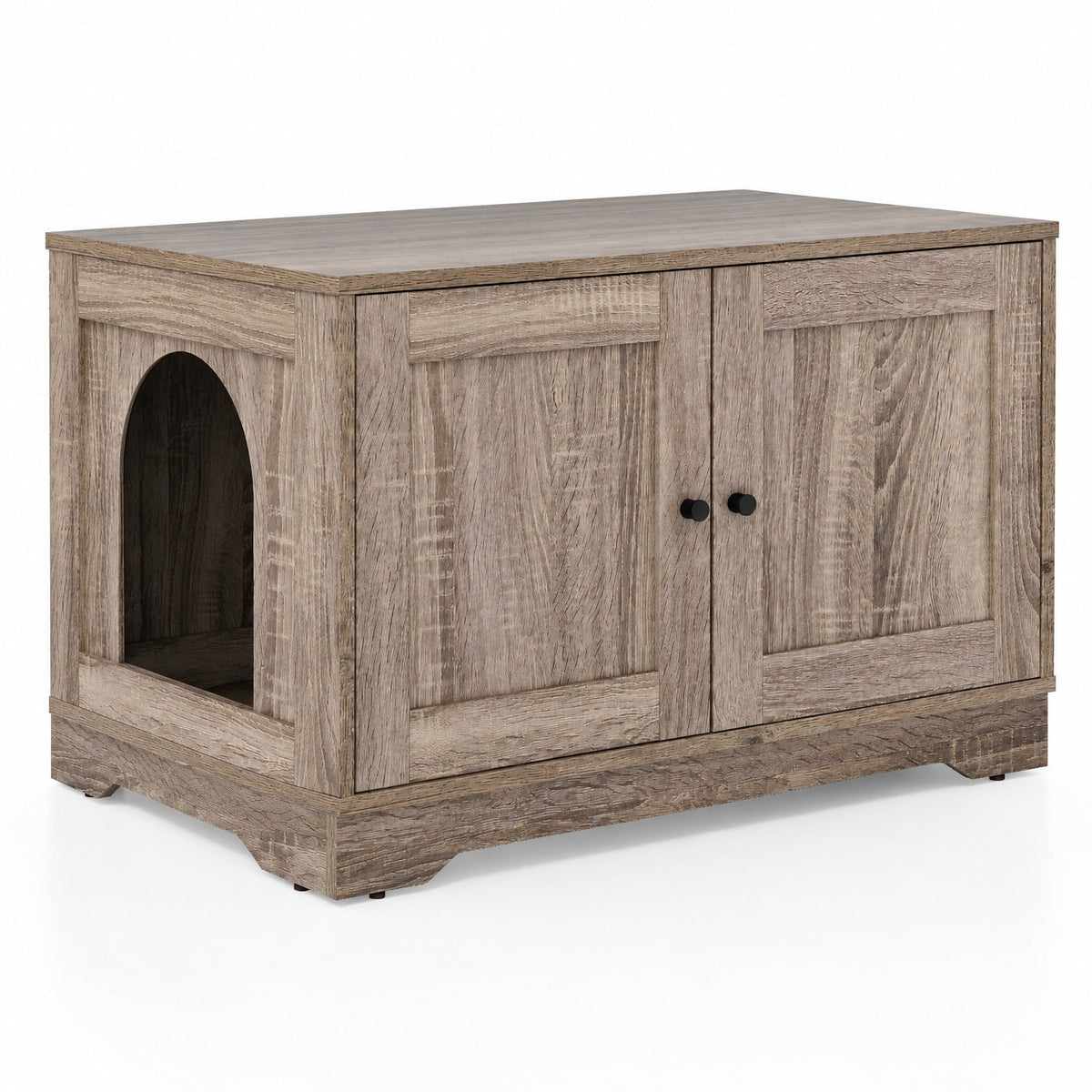 Airfind Cat Litter Box Enclosure Furniture Indoor Wooden Cat House End Side Table Nightstand, Engineered Board MDF Frame, Gray
