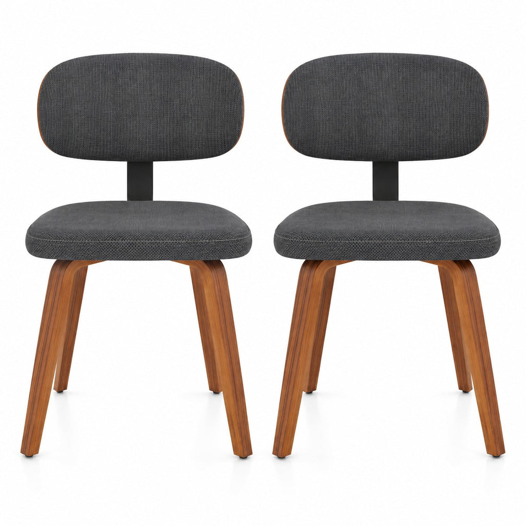 Airfind Chenille Fabric Upholstered Wooden Kitchen Chairs Set of 2, 330 lbs Capacity, Chenille Sponge Bentwood Metal Frame, Dark Gray