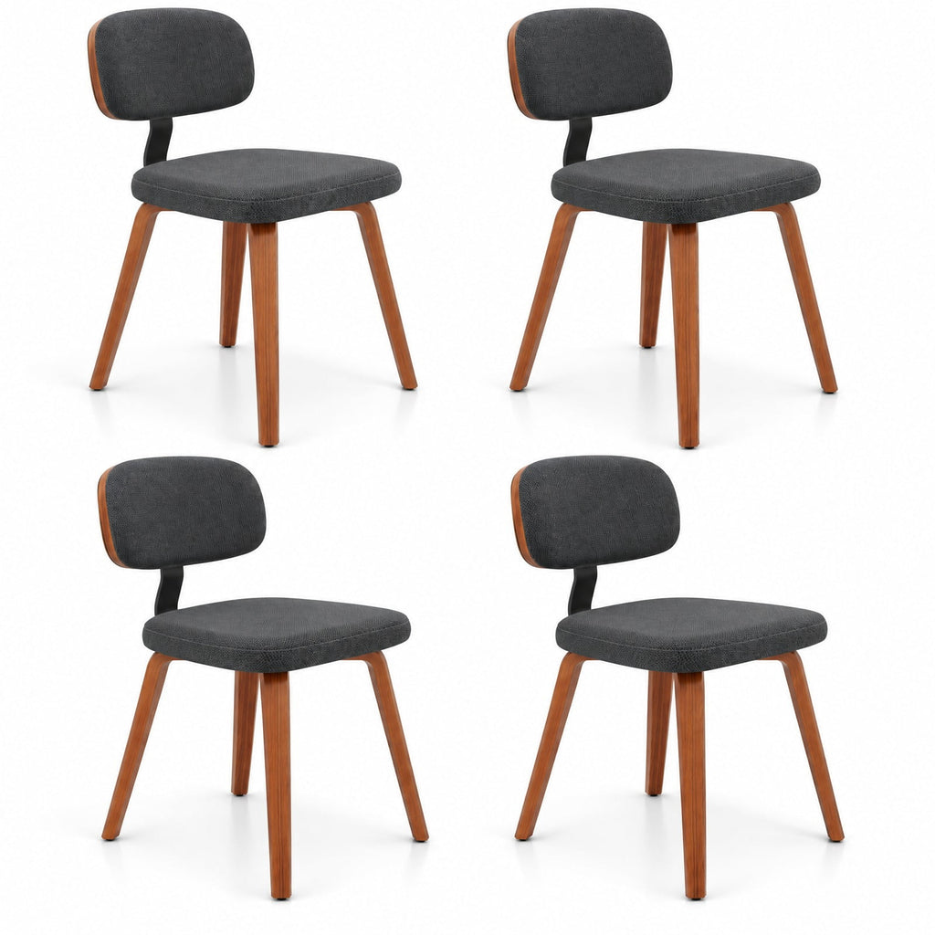Airfind Chenille Fabric Upholstered Wooden Kitchen Chairs Set of 4, Chenille Sponge Bentwood Metal Frame, 330 lbs Capacity, Dark Gray