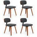 Airfind Chenille Fabric Upholstered Wooden Kitchen Chairs Set of 4, Chenille Sponge Bentwood Metal Frame, 330 lbs Capacity, Dark Gray