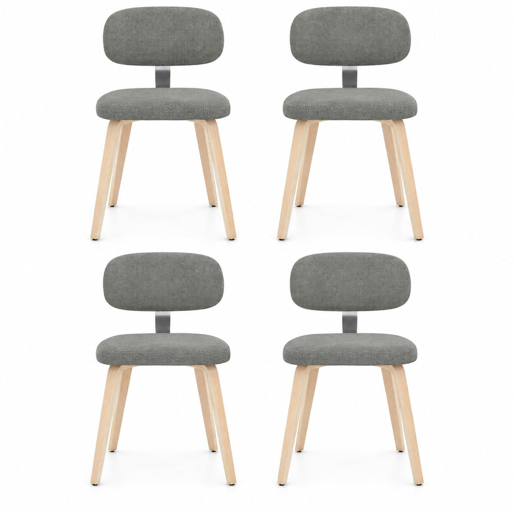 Airfind Chenille Fabric Upholstered Wooden Kitchen Chairs Set of 4, Chenille Sponge Bentwood Metal Frame, 330 lbs Capacity, Gray