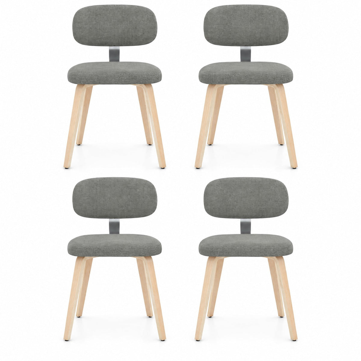 Airfind Chenille Fabric Upholstered Wooden Kitchen Chairs Set of 4, Chenille Sponge Bentwood Metal Frame, 330 lbs Capacity, Gray