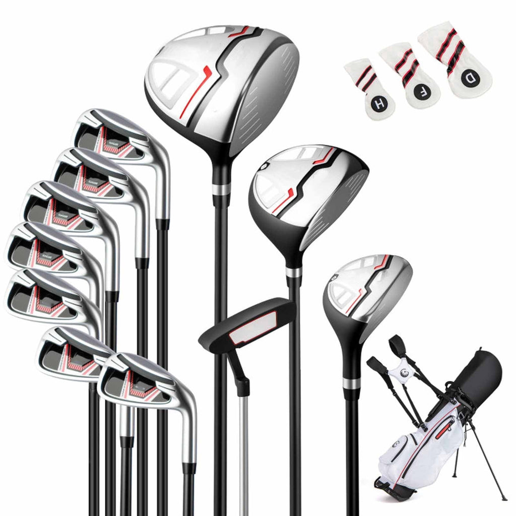 Airfind Children Golf Club Set for Ages 5-7 with 4 Pieces and a Lightweight Design Plus Fiberglass Clubs and a Portable Stand Bag as a Complete Golf Club Set, Red