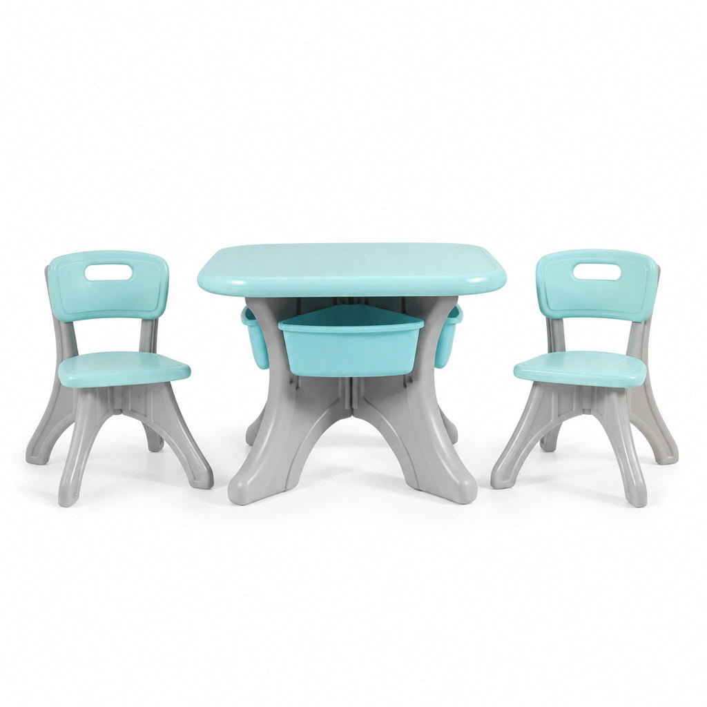 Airfind Youth Activity Table, Youth, and Chair Set Play Furniture W/Storage, 176 lbs Capacity, PP Frame, 27 Inch x 27 Inch x 20 Inch Footprint, Blue
