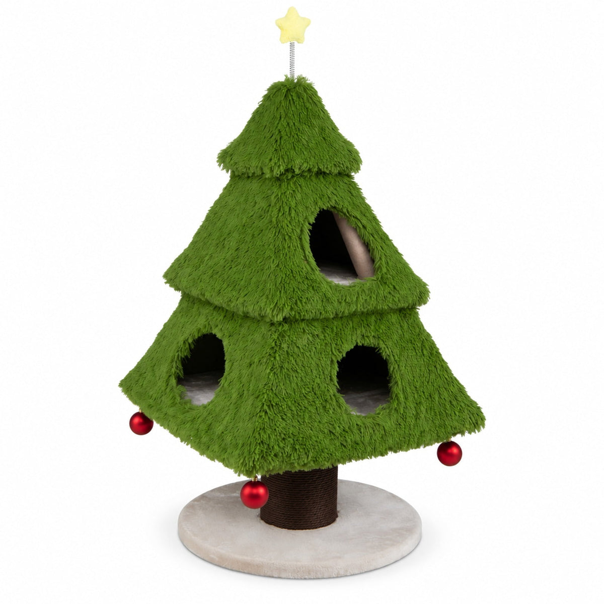 Airfind Christmas Cat Tree with Scratching Post and Dangling Balls for Indoor Cats, 33 lbs Capacity, Green
