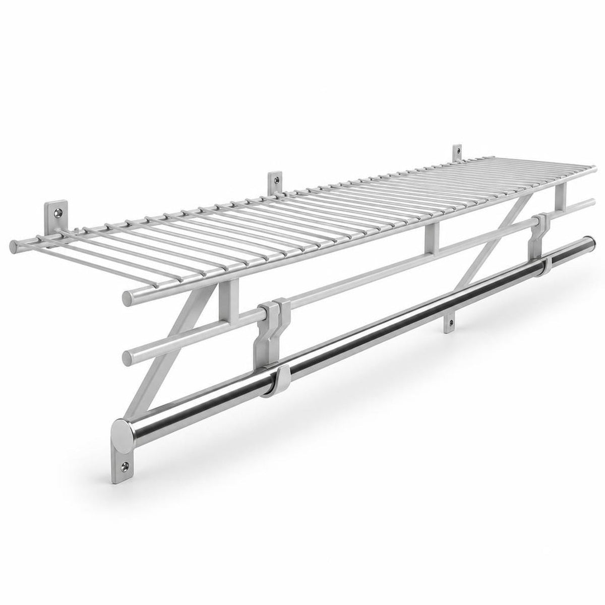 Airfind Closet Shelves Wall Mounted with Ventilated Metal Wire Shelving Kit, 44 lbs Capacity, Metal Stainless Steel Frame, 48 x 12 x 12 Footprint