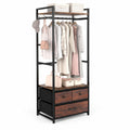 Airfind Clothes Rack with Drawers and Shelves with Side Hooks and Metal Frame, 22 lbs Capacity, Metal Engineered Wood Fabric Frame, Brown