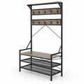 Airfind Coat Rack 4-In-1 Hall Tree with 11 Hanging Hooks Shoe Bench, 341 lbs Capacity, Engineered Wood Metal Frame, 40 x 16 x 72.5 Footprint