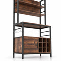 Airfind Coffee Bar Cabinet with S-Shaped Hooks and Wine Bottle Holders, Upper Shelf 44 lbs Capacity, Engineered Wood Metal Frame, Coffee
