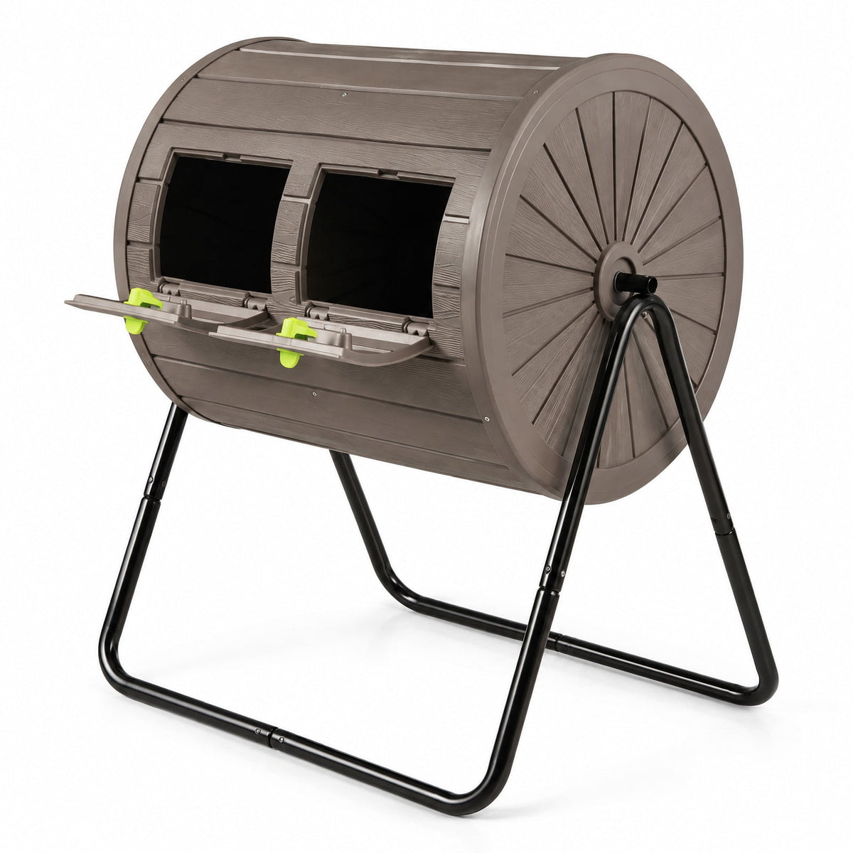 Airfind Compost Tumbler 37.5 Gallon Large Outdoor Compost Bin, PP Metal Frame, 28 x 25 x 36 Barrel Bin Footprint, Coffee