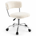Airfind Computer Desk Chair Adjustable Sherpa Office Chair Swivel Vanity Chair, 330 lbs Capacity, Sherpa plywood sponge steel Frame, White
