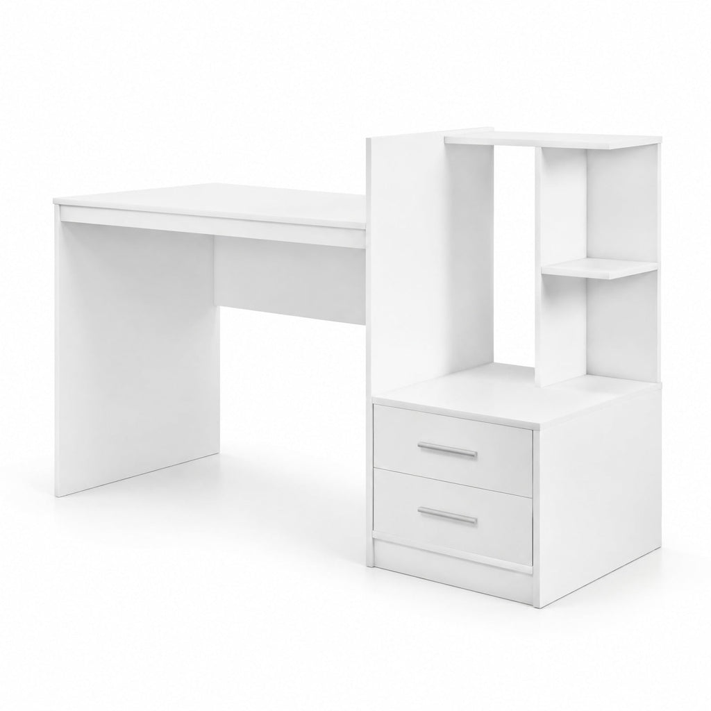 Airfind Computer Desk Home Office with Bookshelf and Drawers, 110 lbs Capacity, MDF Frame, 51 x 24 x 35.5 Footprint, White