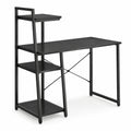 Airfind Computer Desk with Shelves and 3-Tier Storage Bookshelf, Metal Engineered Wood Frame, 39.5 x 20 x 47.5 Footprint, Black