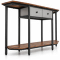 Airfind Console Table with 2 Drawers and Open Storage Shelf, 110 lbs Capacity, Engineered Wood Metal Non-Woven Fabric Frame, Brown