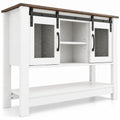 Airfind Console Table with Sliding Barn Doors and Storage Cabinets, 150 lbs Capacity, Engineered Wood Metal Frame, 40 x 12.5 x 32 Footprint, Gray