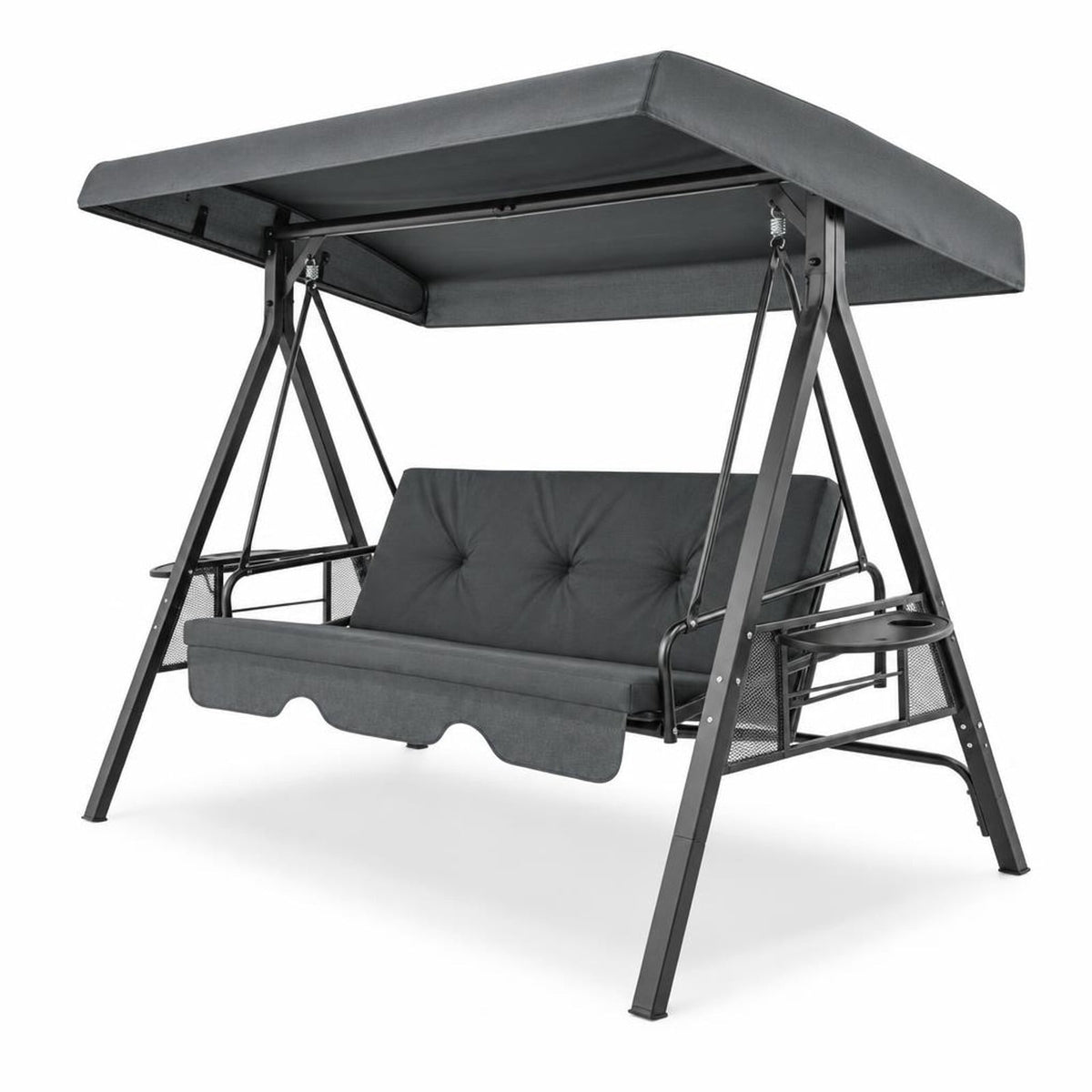 Airfind Convertible 3-Seat Patio Porch Swing Chair to Flat Bed with Adjustable Canopy, 1000 lbs Capacity, 80 x 51 x 67 Footprint, Gray