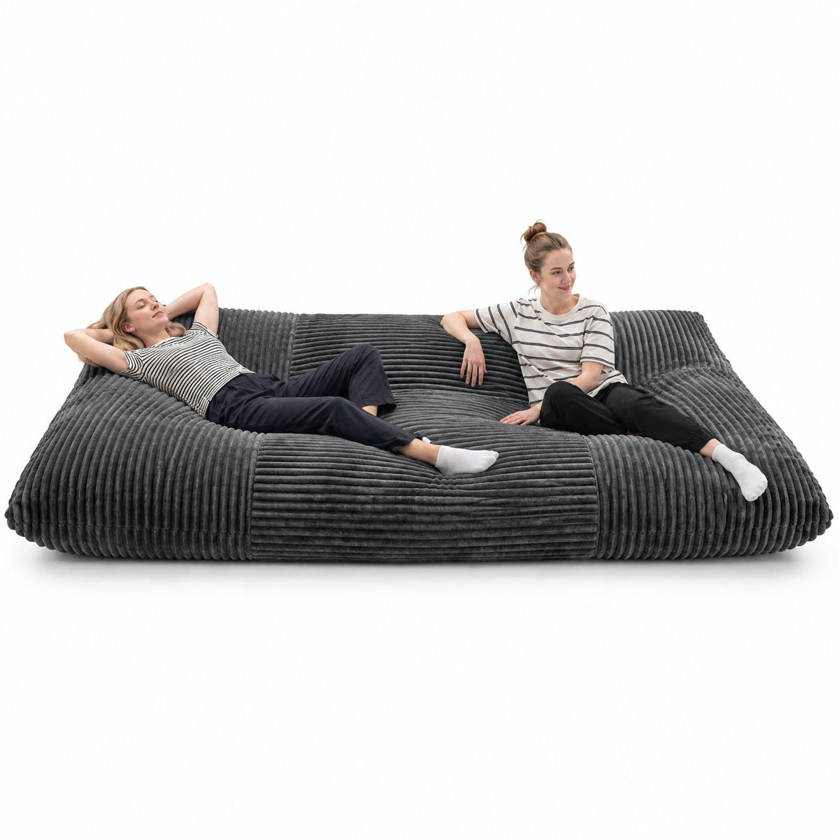 Airfind Convertible Bean Bag Floor Sofa with Machine-washable Corduroy Cover, Corduroy Fabric Sponge Frame, 76.5 x 55 x 7.5 Footprint, Dark Gray