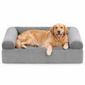 Airfind Cooling Gel Memory Foam Dog Bed for Medium Dogs with Washable Cover, Cooling Gel Memory Foam Silicone Polyester 25D Foam Frame, Light Gray