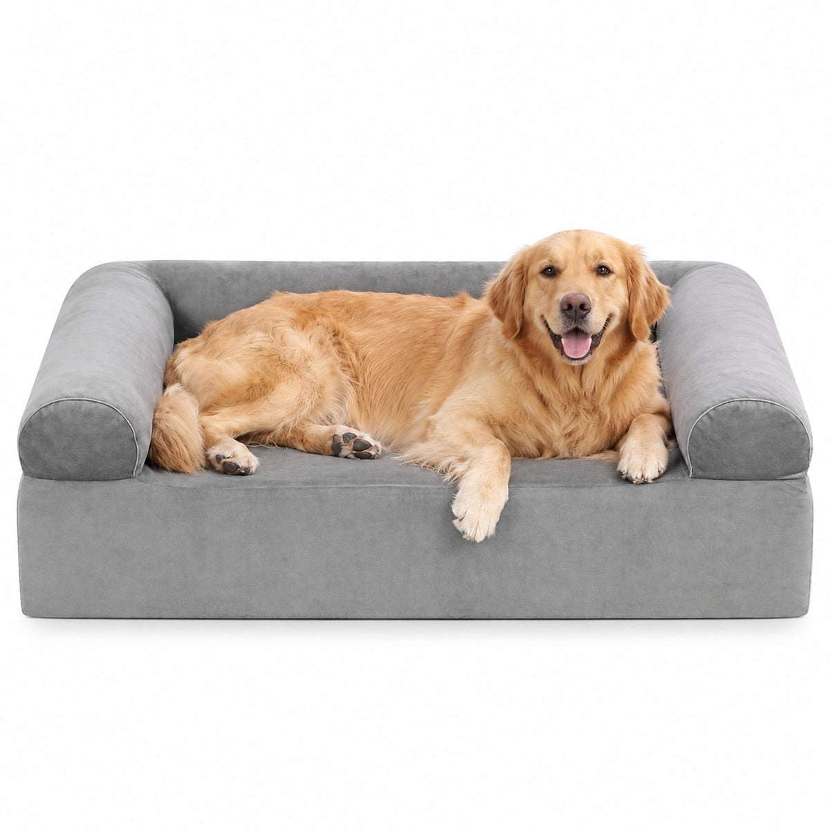 Airfind Cooling Gel Memory Foam Dog Bed for Medium Dogs with Washable Cover, Cooling Gel Memory Foam Silicone Polyester 25D Foam Frame, Light Gray