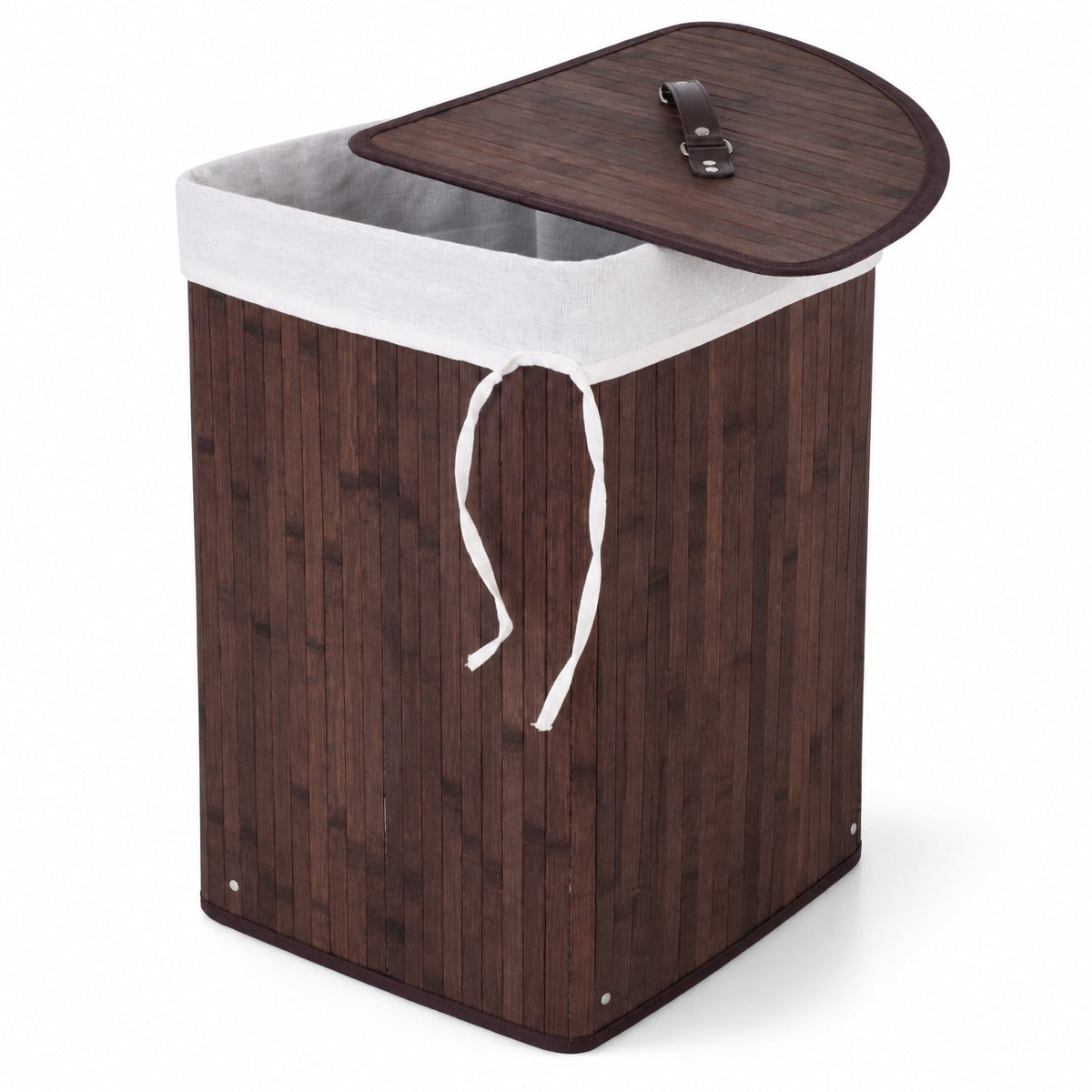 Airfind Corner Bamboo Hamper Laundry Basket, Bamboo and polyester cotton Frame, Brown, Easy to carry with a handle on each side