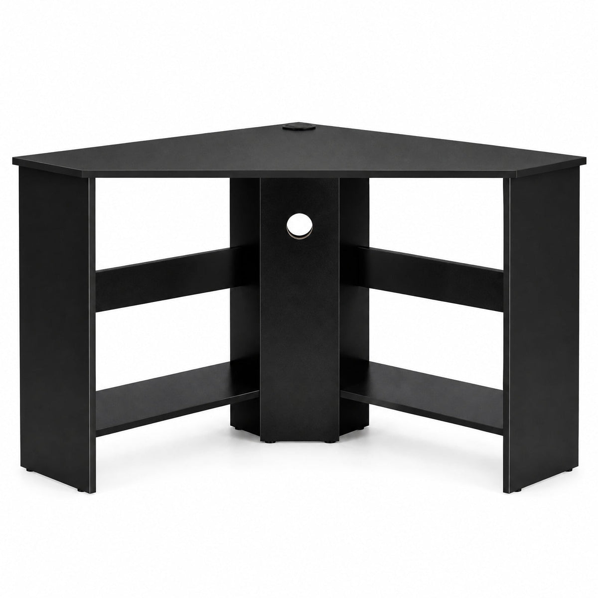 Airfind Corner Computer Desk Triangle Writing Workstation with Storage Shelf, 200 lbs Capacity, E0 engineered wood Frame, Black