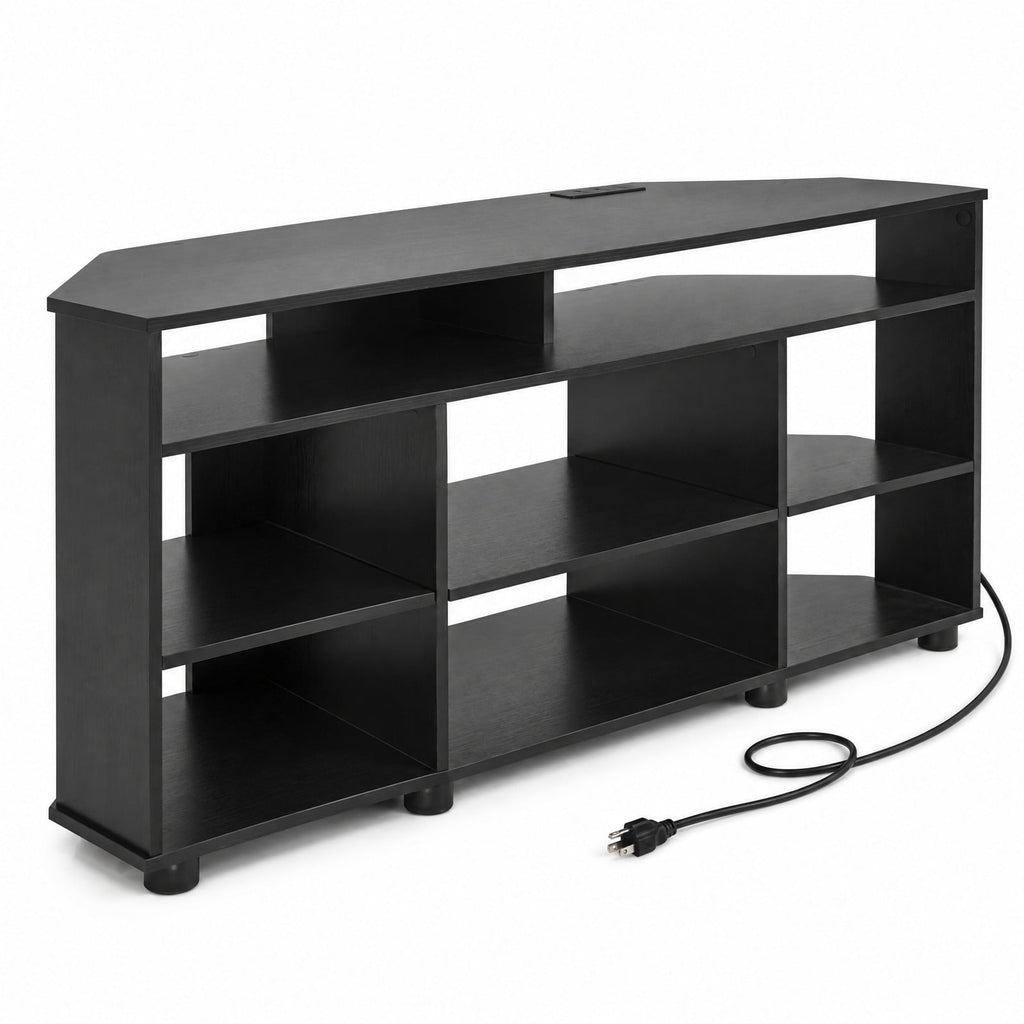 Airfind Corner Entertainment Center TV Stand for TVs up to 55 Inch, 90 lbs Capacity, Engineered Wood Frame, 46.5 x 16 x 21.5 Footprint, Black