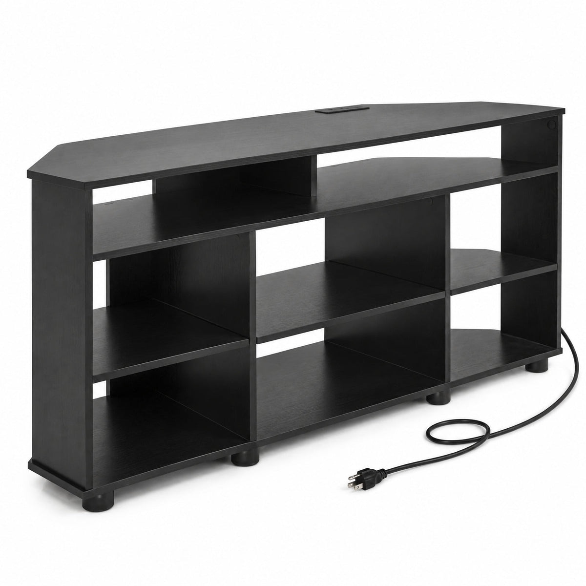 Airfind Corner Entertainment Center TV Stand for TVs up to 55 Inch, 90 lbs Capacity, Engineered Wood Frame, 46.5 x 16 x 21.5 Footprint, Black