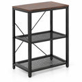 Airfind Corner Printer Stand with Power Outlet 3-Tier Storage Rack with Adjustable Shelf, 70 lbs Capacity, Engineered Wood Metal Frame, Brown
