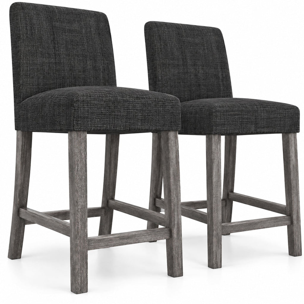 Airfind Counter Height Bar Stools Set of 2 with Back and Footrest, Rubber Wood MDF Linen Fabric Sponge Frame, Gray