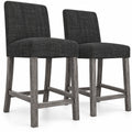 Airfind Counter Height Bar Stools Set of 2 with Back and Footrest, Rubber Wood MDF Linen Fabric Sponge Frame, Gray