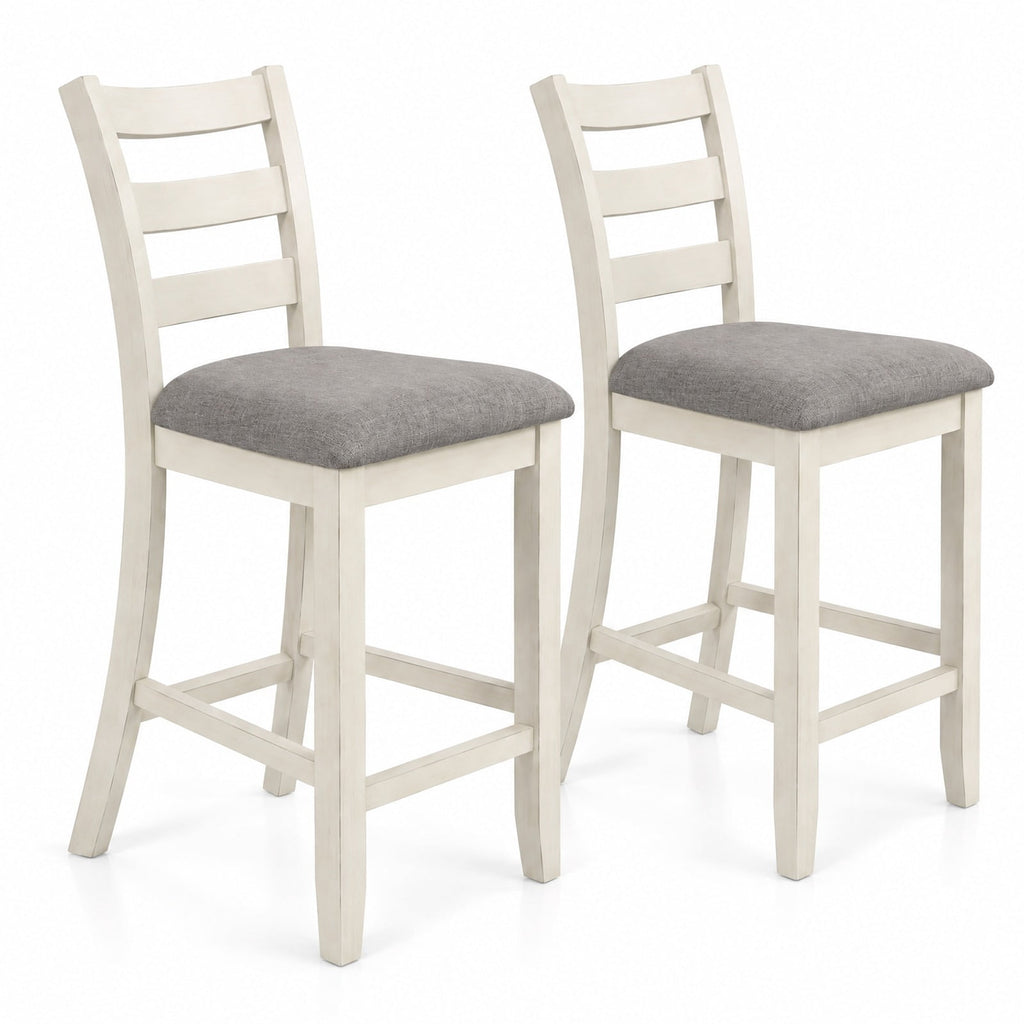Airfind Counter Height Chairs with Fabric Seat and Rubber Wood Legs, 330 lbs Capacity, Linen Fabric Sponge Rubber Wood Plywood Frame, Beige