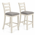 Airfind Counter Height Chairs with Fabric Seat and Rubber Wood Legs, 330 lbs Capacity, Linen Fabric Sponge Rubber Wood Plywood Frame, Beige