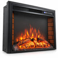 Airfind Curved Recessed Electric Fireplace Insert with Remote Control and Overheat Protection-26 Inch, Metal Tempered Glass Frame, Black
