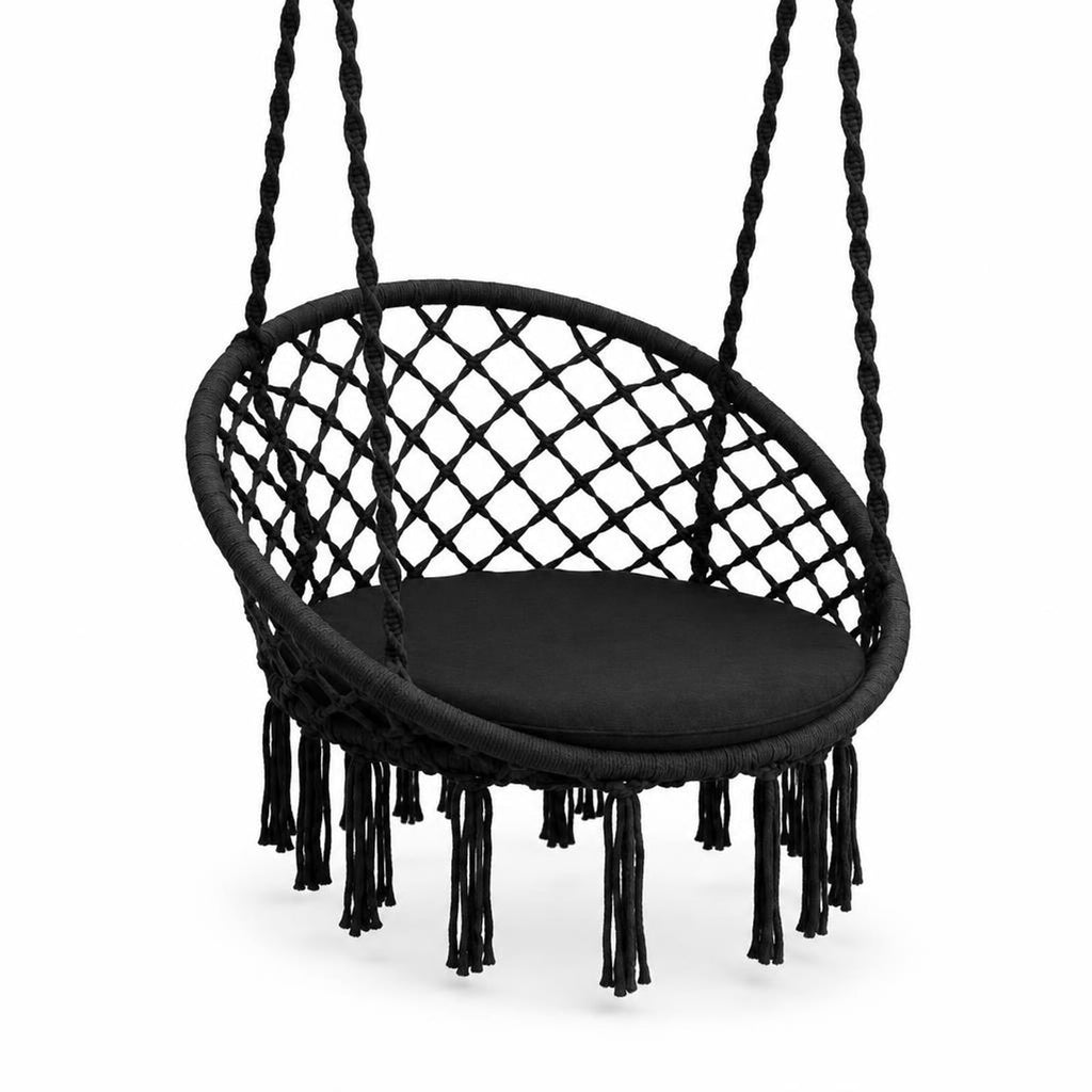 Airfind Cushioned Hammock Swing Chair with Hanging Kit, 330 lbs Capacity, Steel PP cotton polyester Frame, 31.5 Inch x 47 Inch Footprint, Black