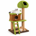 Airfind Cute Cat Tree for Indoor Cats with Mushroom-shaped Nest Condo and Climbing Ladder, 30 x 20 x 56 Cat Condo Footprint, Green
