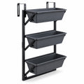 Airfind Deck Railing Planter Boxes with Adjustable Brackets and 3-Tier Design for Porch Patio, Black, Side holes make it easy to add and drain water