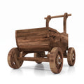 Airfind Decorative Wooden Wagon Cart with Handle Wheels and Drainage Hole, 44 lbs Capacity, Fir Wood Frame, 27 x 15 x 21 Footprint, Brown
