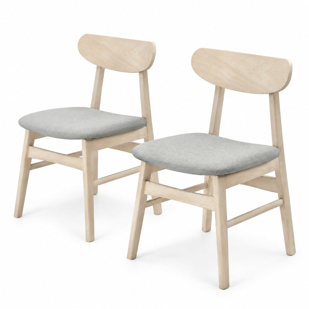 Airfind Dining Chair Set of 2 Fabric Upholstered Kitchen Armless Chairs, 330 lbs Capacity, Rubber Wood Polyester Fabric Sponge LVL Frame, Natural