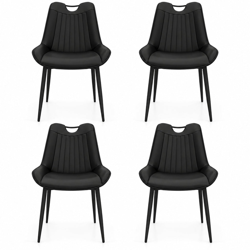 Airfind Dining Chair Set of 4 Faux Leather Upholstered Kitchen Chairs with Metal Legs, 330 Lbs Capacity, PU Leather Sponge Metal, Black