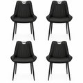 Airfind Dining Chair Set of 4 Faux Leather Upholstered Kitchen Chairs with Metal Legs, 330 Lbs Capacity, PU Leather Sponge Metal, Black