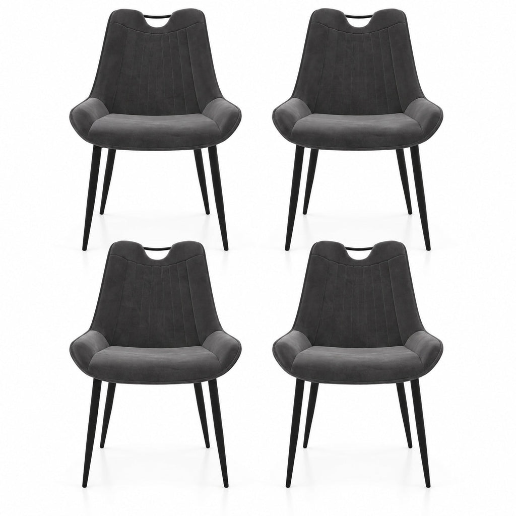 Airfind Dining Chair Set of 4 Faux Leather Upholstered Kitchen Chairs with Metal Legs, 330 lbs Capacity, PU Leather Sponge Metal GR/TU Frame, Gray