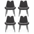 Airfind Dining Chair Set of 4 Faux Leather Upholstered Kitchen Chairs with Metal Legs, 330 lbs Capacity, PU Leather Sponge Metal GR/TU Frame, Gray