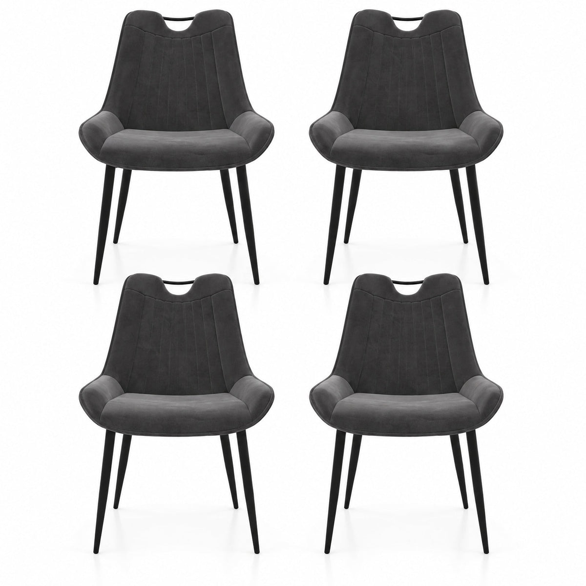 Airfind Dining Chair Set of 4 Faux Leather Upholstered Kitchen Chairs with Metal Legs, 330 lbs Capacity, PU Leather Sponge Metal GR/TU Frame, Gray